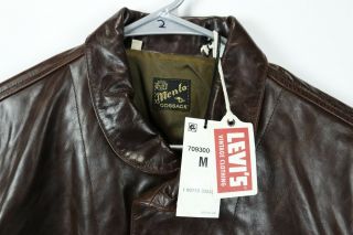 Menlo Cossack Nwt $995 Levis Vintage Italy Brown Leather Jacket Einstein Mens M