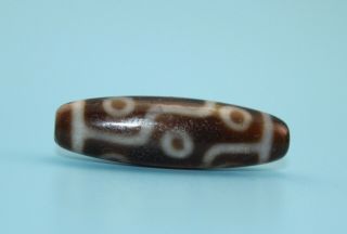 38 12 Mm Antique Dzi Agate Old 9 Eyes Bead From Tibet
