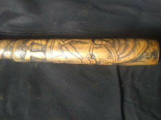 Antique 19th C Native American Indian Snake Effigy Hand Carved Horse Quirt Whip 2