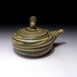 Bp1: Vintage Japanese Sencha Tea Pot,  Tokoname Ware,  Kneading,  Neriage Technique
