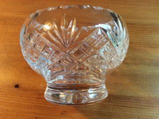 Vintage Royal Brierley Rose Bowl Clear Cut Crystal Vase Signed W Flower Frog 8