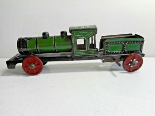 German Tin Litho Windup Clockwork Floor Train Steam Engine Toy 1920s