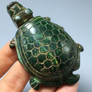83g Chinese old natural green jade Hand - Carved statue tortoise auspicious 35 5