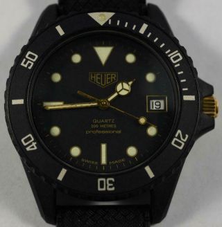 Vintage Heuer Quartz 980.  026 Black Pvd Submariner Bamford Style Diver 200m Watch