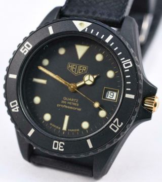 Vintage HEUER Quartz 980.  026 Black PVD Submariner Bamford Style Diver 200m Watch 2