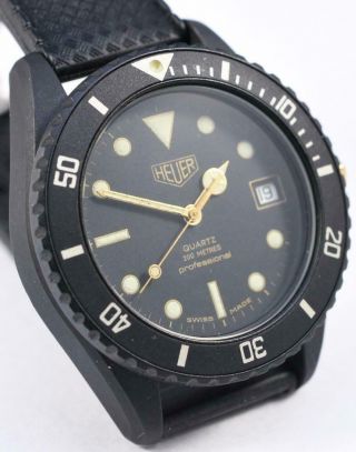 Vintage HEUER Quartz 980.  026 Black PVD Submariner Bamford Style Diver 200m Watch 3