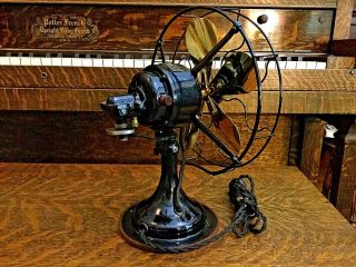 Antique Electric Fan R&M Vintage Old Oscillating Restored 4