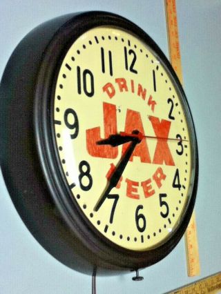 Jax beer sign vintage back bar wall clock telecron A/C glass face Orlean ' s 3