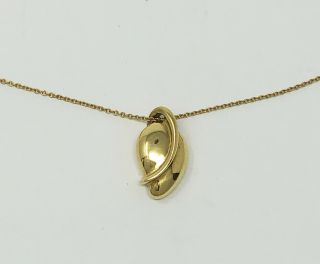 Vintage Tiffany & Co Elsa Peretti 18k Yellow Gold Leaf Bean Necklace On Chain