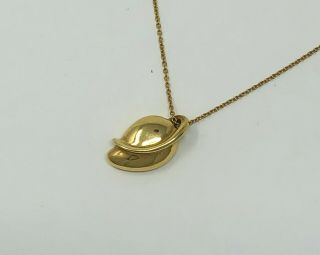 Vintage Tiffany & Co Elsa Peretti 18k Yellow Gold Leaf Bean Necklace on Chain 3
