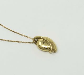 Vintage Tiffany & Co Elsa Peretti 18k Yellow Gold Leaf Bean Necklace on Chain 4