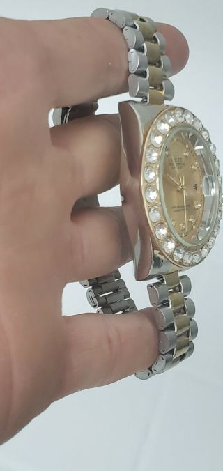 Mens Vintage ROLEX Oyster Perpetual Datejust Stainless Steel Gold DIAMOND Watch 5