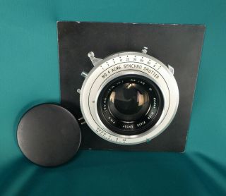 Vintage Kodak Wide Field Ektar Lens 7 1/2 " 190mm F6.  3 No.  4 Acme Synchro Shutter