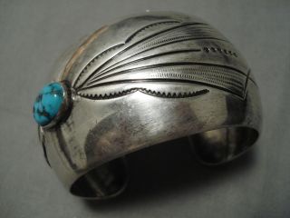 Important Vintage Navajo Will Vandever Turquoise Sterling Silver Bracelet Old