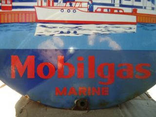 VINTAGE 1940 ' S MOBILGAS MARINE PORCELAIN GAS STATION PUMP SIGN 2