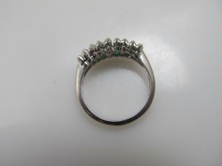 GREAT VINTAGE PLATINUM MARQUISE CUT NATURAL EMERALD DIAMOND BAND RING 5