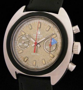 Awesome 41mm Vintage Tissot Seastar Chronograph S.  Steel Watch Valjoux 7733 Ticks