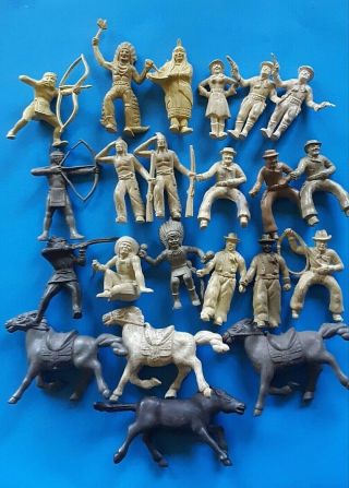 Early Marx Western Play Set 60mm Figures 22 Total