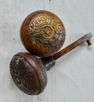 Antique Ornate Victorian Eastlake Brass Bronze Door Knobs