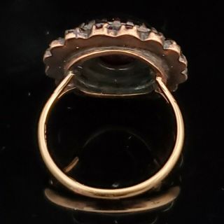 Estate Garnet 14k & 9k Yellow Gold Dinner Ring Floral Halo Vintage Antique Gift 5