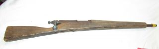 Vintage Wood Carved Bolt Slid Kids Toy Rifle Gun