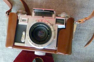 Vintage Contax llla (3A) Zeiss Ikon w/35mm F2.  8 Biogon lens w/ Leather Case 2