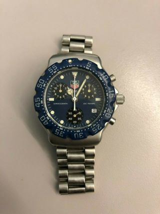 Vintage Tag Heuer Formula 1 One Chronograph Watch 570 - 513 Blue Dial / Bezel 2