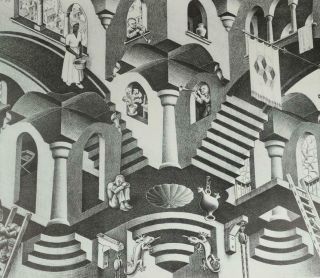 VTG 1955 M.  C.  Escher Concave & Convex Bakker - Baarn Art Print Poster 2