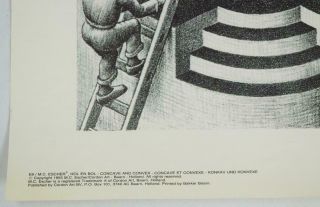 VTG 1955 M.  C.  Escher Concave & Convex Bakker - Baarn Art Print Poster 3