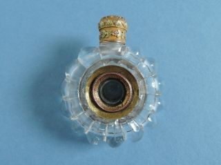 Antique Gold Top Cut Glass Perfume Bottle with Monocular Spyglass Telescope 10