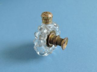 Antique Gold Top Cut Glass Perfume Bottle with Monocular Spyglass Telescope 11