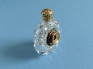 Antique Gold Top Cut Glass Perfume Bottle with Monocular Spyglass Telescope 4