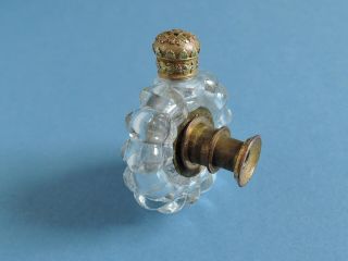 Antique Gold Top Cut Glass Perfume Bottle with Monocular Spyglass Telescope 6