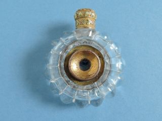 Antique Gold Top Cut Glass Perfume Bottle with Monocular Spyglass Telescope 9