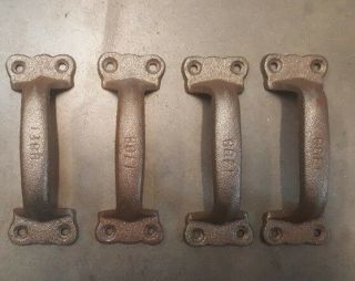 Set Of 4 Rustic Handles For Barn Door Or Gate Pull,  Antique Looking Cast Iron