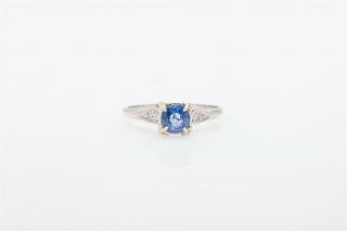 Antique 1940s $3000 1.  10ct Natural Ceylon Blue Sapphire Diamond Platinum Ring