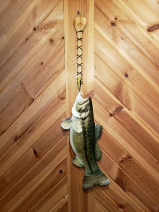 Largemouth Bass Wood Carving Trophy Fish Taxidermy Fishing Lure Casey Edwards