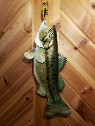 Largemouth bass wood carving trophy fish taxidermy fishing lure Casey Edwards 3