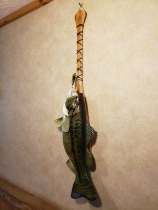 Largemouth bass wood carving trophy fish taxidermy fishing lure Casey Edwards 8