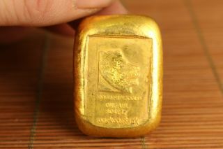 China Old Brass Not Gold Solide Lion Statue Collectable Tongzhi Gold Bar Coin