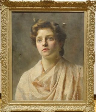 19th Century English Portrait Of A Lady Arthur Trevethin Nowell Antique Painting