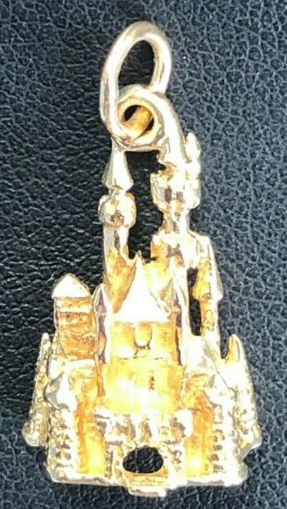 14k Gold Vintage Walt Disney Magic Kingdom Castle Pendant Charm Signed