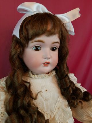 Antique German Kestner 171 Bisque Socket Head Doll Brown Sleep Eyes