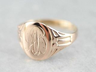 Art Nouveau " Ab " Monogrammed Signet Ring