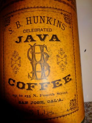 VINTAGE ANTIQUE COFFEE TIN SAN JOSE CALIFORNIA ADVERTISING LABEL 6