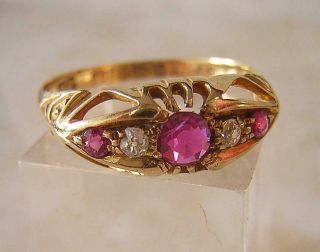 Antique Victorian Ruby And Diamond Ring In 18 Ct Gold 1881 Engagement Ring