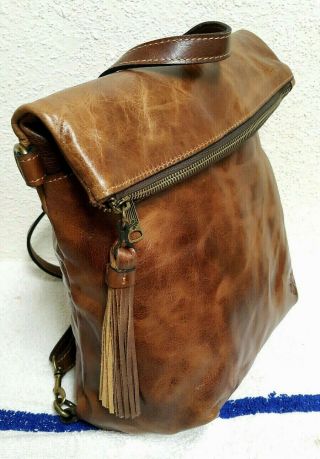 Patricia Nash Luzille Cognac Distressed Vintage Leather Convertible Backpack 3
