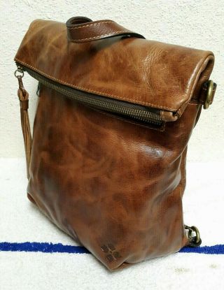 Patricia Nash Luzille Cognac Distressed Vintage Leather Convertible Backpack 4