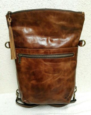 Patricia Nash Luzille Cognac Distressed Vintage Leather Convertible Backpack 7