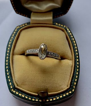 Stunning Antique Edwardian Art Deco Platinum & 18k Gold Diamond Engagement Ring